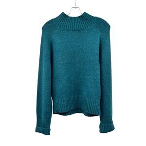 Double Zero Womens Knit Sweater Mock Neck Long Sleeve Teal Size Large
